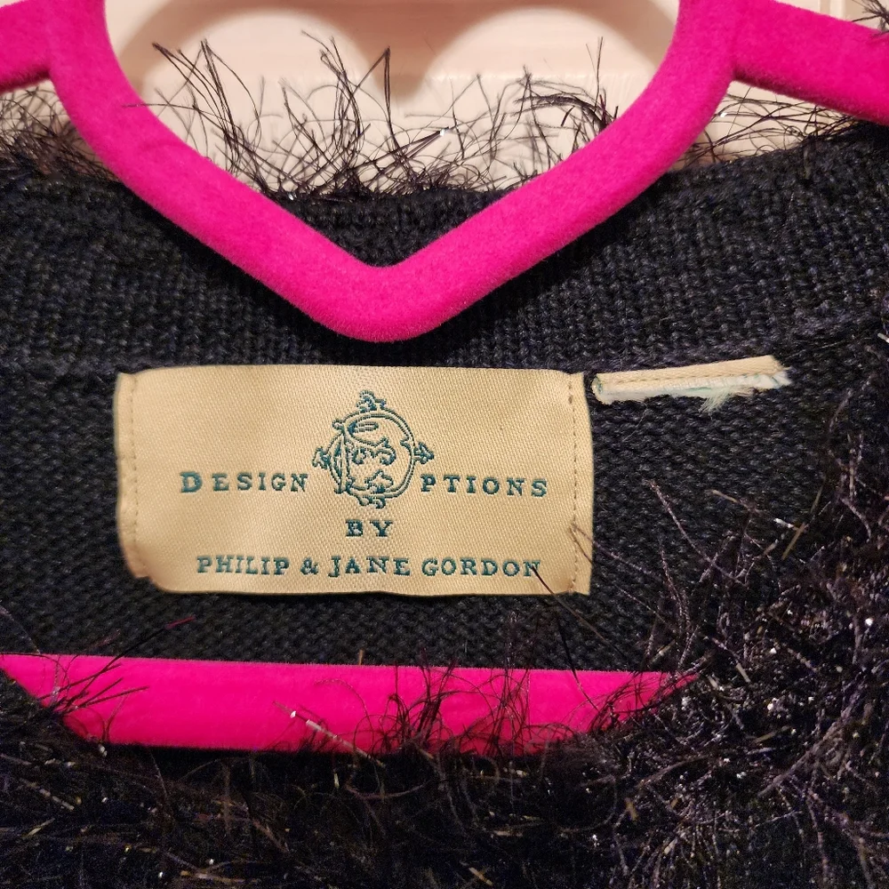 DESIGN OPTIONS Sweater Phil & Jane Gordon Black Festive Christmas Trees XL - Picture 3 of 4